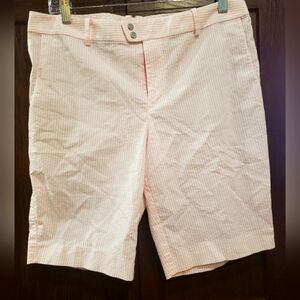 RLX Ralph Lauren Women's Bermuda Golf Shorts White w/ Light Pink Stripes Size 6